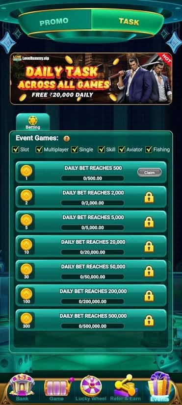 Love Rummy game interface with online rummy gameplay