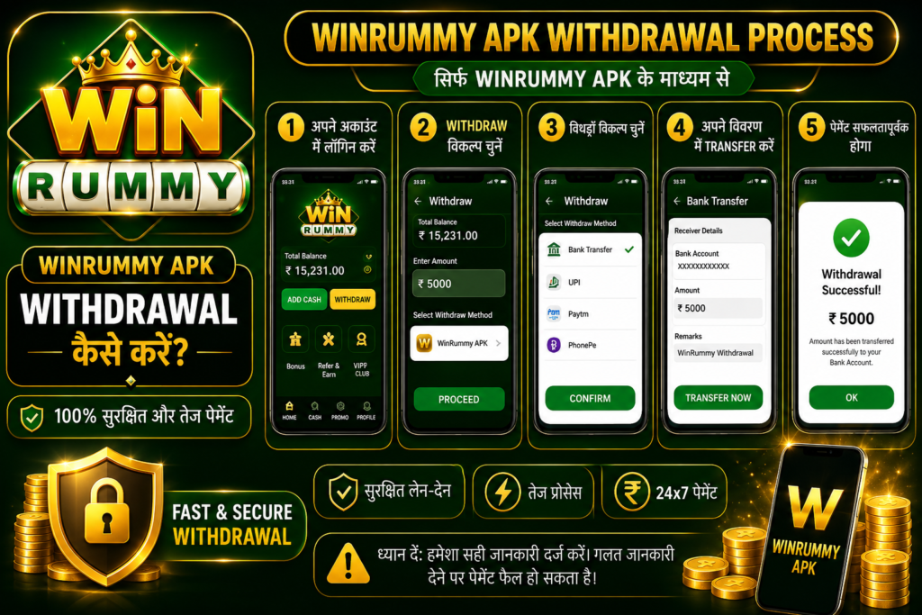 WINRUMMY APK withdrawal process with step-by-step guide