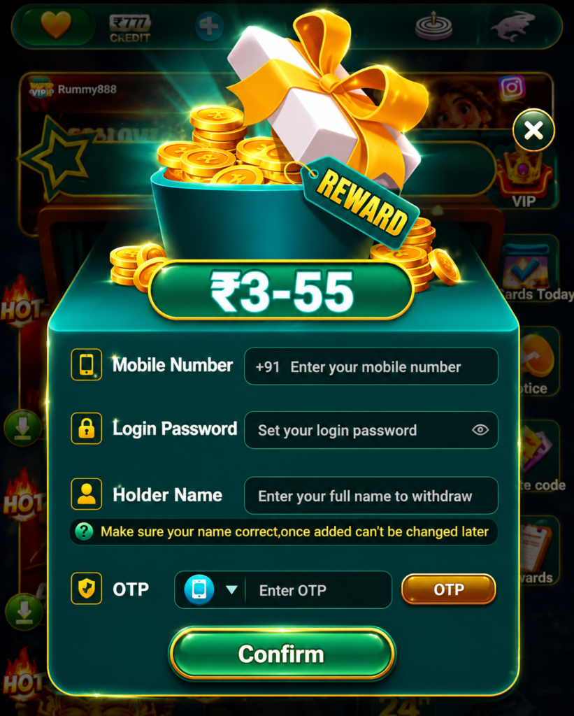 Bingo101 App reward registration screen