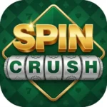 Spin Crush app logo with gold text and green background